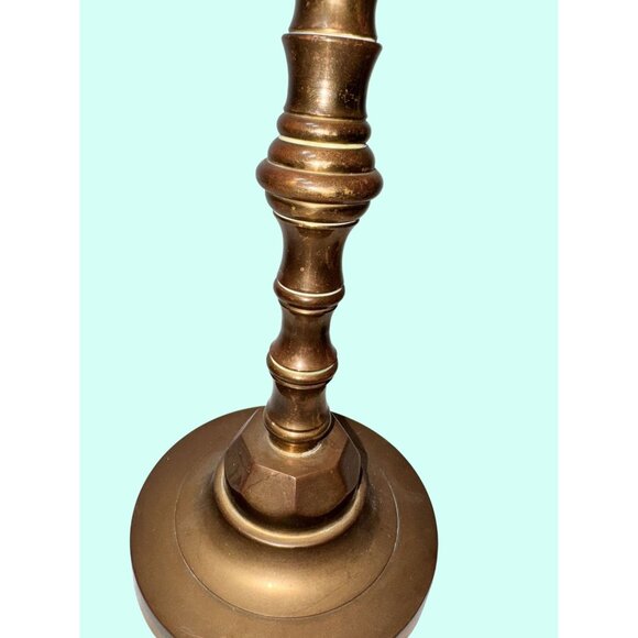 10.5' heavy Antique Brass Candlestick Holders Set Of Two Vintage Decor - Picture 4 of 8